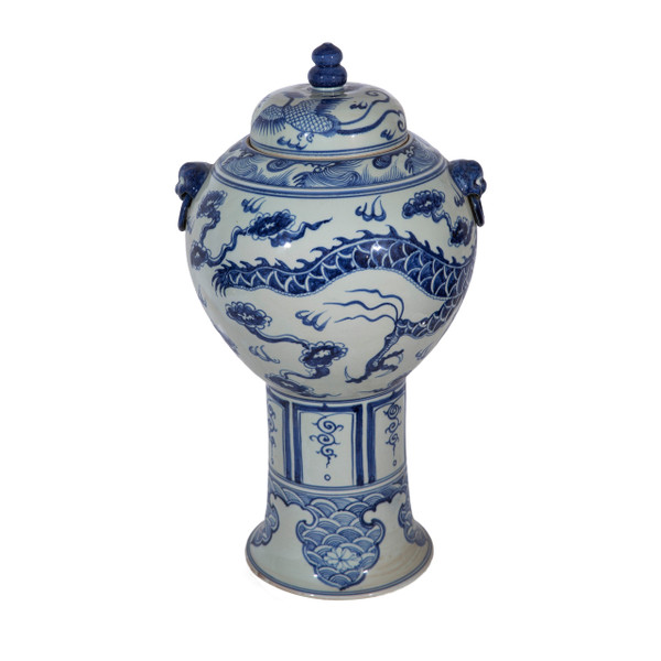 Blue And White Porcelain Tall Dragon Jar 1606B