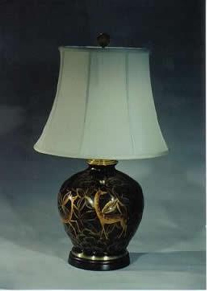 6519 Clayton Dark Green With Floral & Fauna Table Lamp