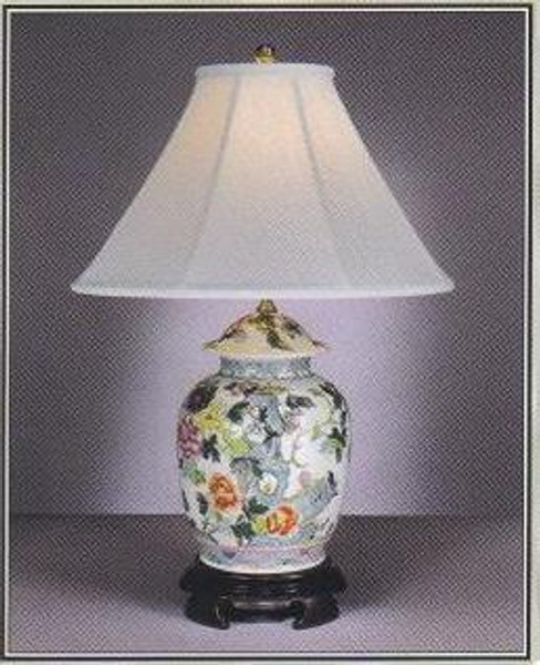 7020 Clayton Peony Pattern Porcelain Table Lamp