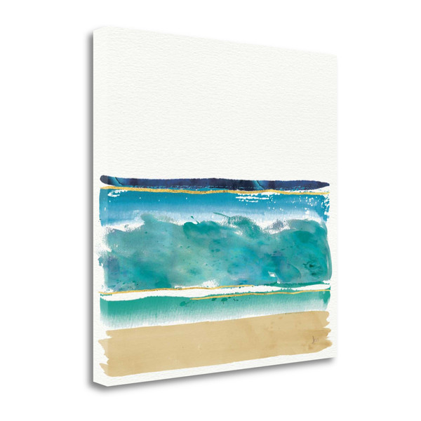 24" Artistic Watercolor Beach Interpretation With Gold Accents Gallery Wrap Canvas Wall Art 466673 By Homeroots