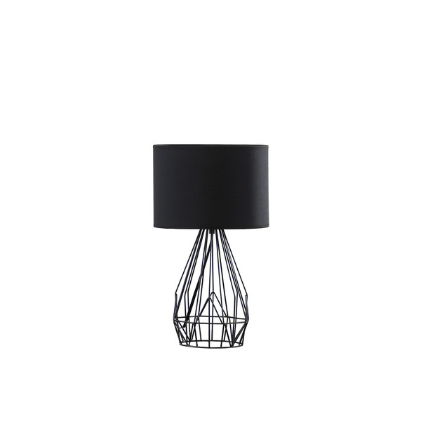 18" Asymmetric Black Cage Metal Table Lamp 473737 By Homeroots