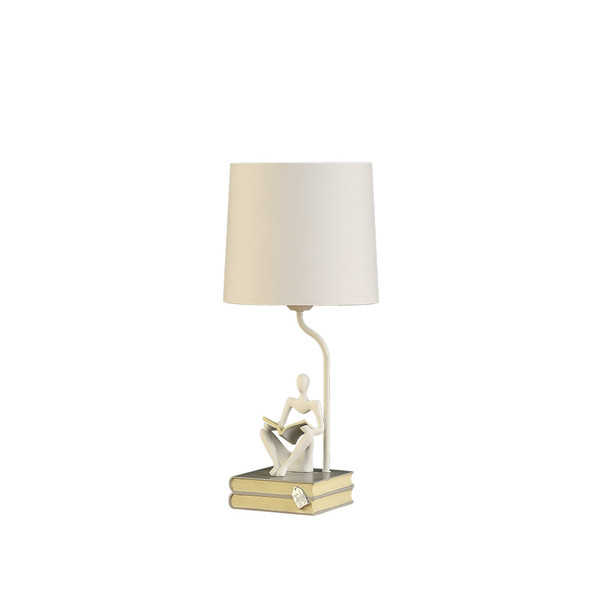 21" Modern White Reader Sculpture Table Lamp 473740 By Homeroots
