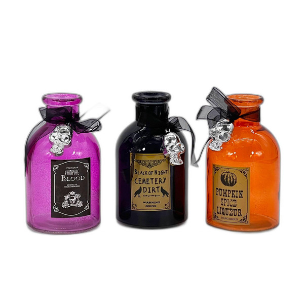 Set Of Three Witches Potion Glass Bottle Sculptures 476291 By Homeroots