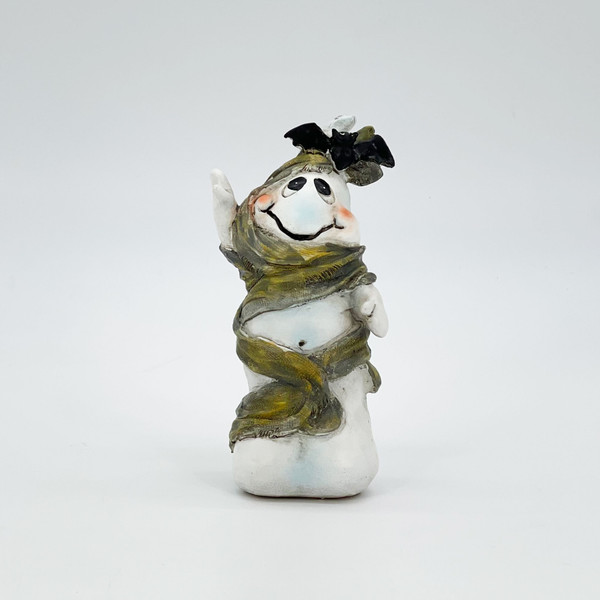 6" Mummy Ghost With Black Bat Sculpture 476303 By Homeroots
