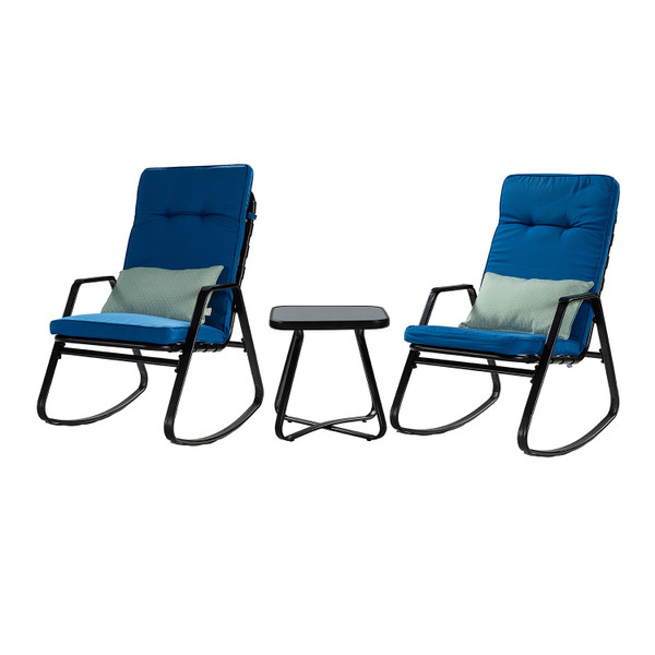 Navy Blue Outdoor Rocking Chair And Table Set 476387 By Homeroots