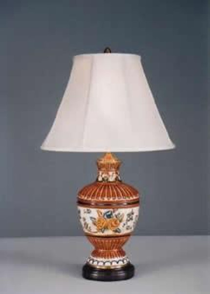 7050 Clayton Black & Gold Floral With Brown Ribs Lamp