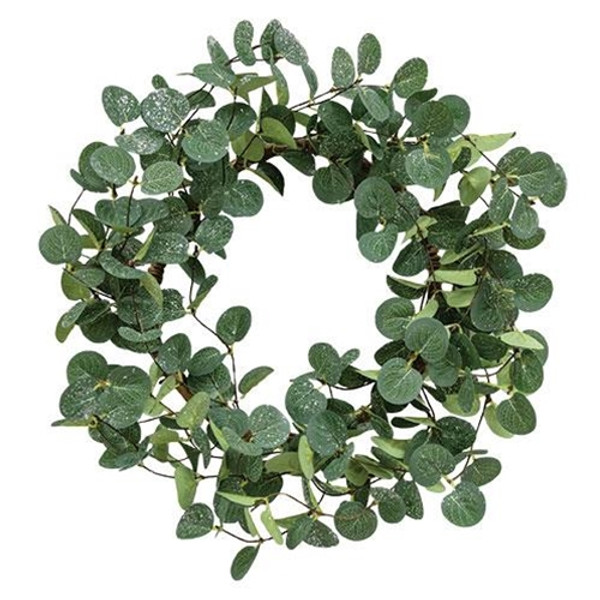 Snowy Silver Dollar Leaves Wreath 20" FT29950 By CWI Gifts