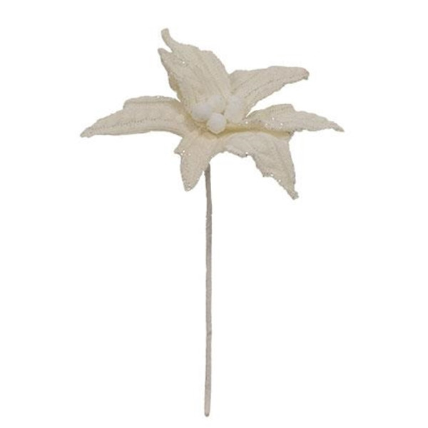 Small White Knit Poinsettia FXQ2677945 By CWI Gifts