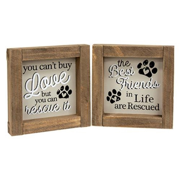 *Rescue Dog Rustic Framed Sign 2 Asstd. (Pack Of 2) GH35990 By CWI Gifts