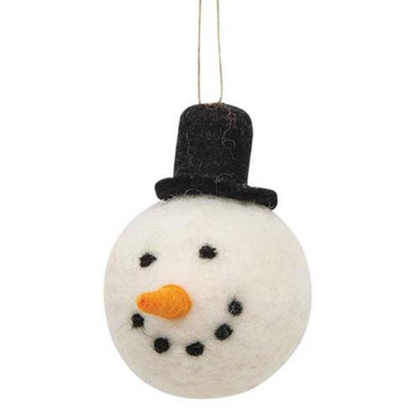 *Felted Wool Snowman Top Hat Ornament GHBY4106 By CWI Gifts