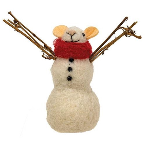 Felted Mouse Snowman Ornament GQHT3015 By CWI Gifts