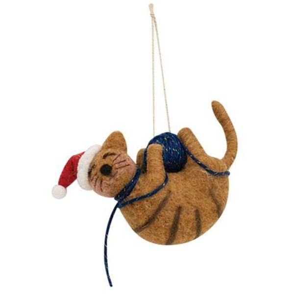 Christmas Cat Felted Ornament GQHT4181 By CWI Gifts