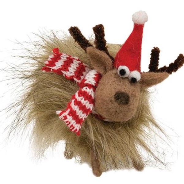 *Small Fuzzy Reindeer Felted Ornament GQHT4184 By CWI Gifts