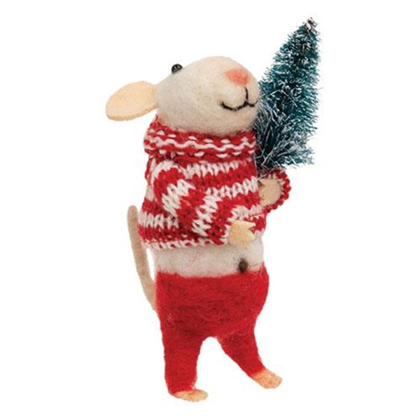 Christmas Mouse Felted Ornament GQHT4191 By CWI Gifts