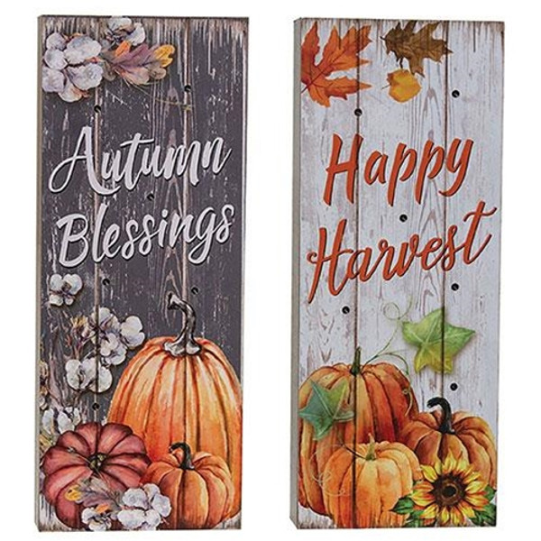 *Harvest Sign With Led Light 2 Asstd. (Pack Of 2) GSUN3007 By CWI Gifts