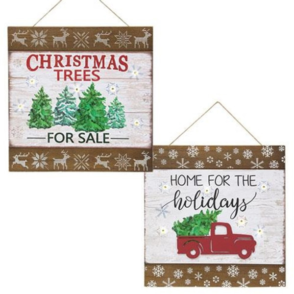 *Christmas Sign W/Led Light 2 Asstd. (Pack Of 2) GSUN3010 By CWI Gifts