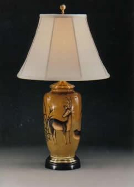 7224 Clayton Carrot Vase With Deer Table Lamp