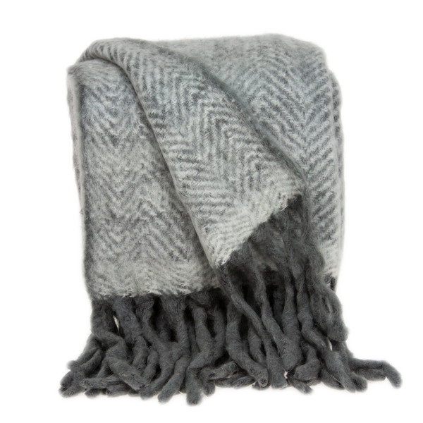 Parkland Collection Nagar Transitional Gray Handloomed 52" X 67" Mohair Wool Throw Blanket 478518 By Homeroots