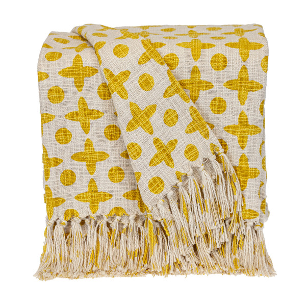 Parkland Collection Print Transitional Yellow Rectangle 50" X 60" Throw 478672 By Homeroots