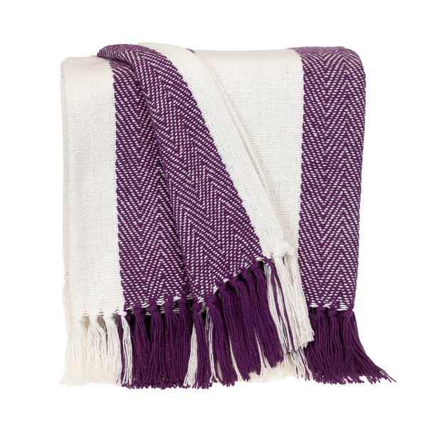 Parkland Collection Transitional Stripe Purple Rectangle 60" X 50" Throw 478680 By Homeroots