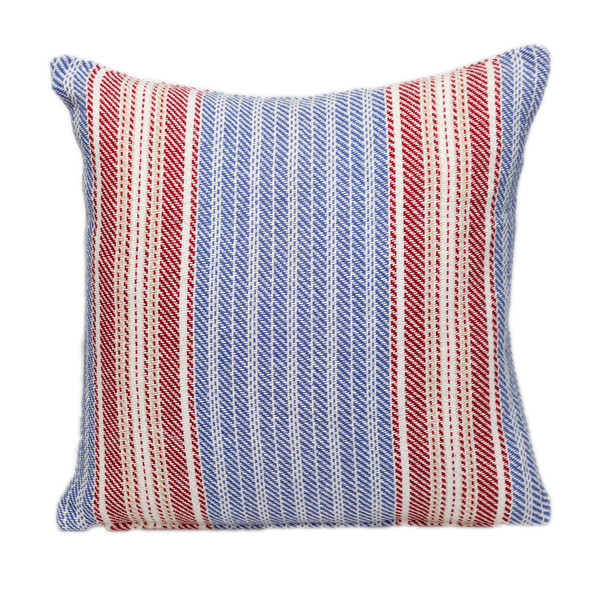 Parkland Collection Transitional Striped Blue Square 16" X 16" Pillow 478719 By Homeroots