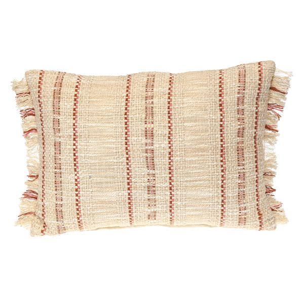 Parkland Collection Transitional Stripes Beige 14" X 20" Pillow 478735 By Homeroots