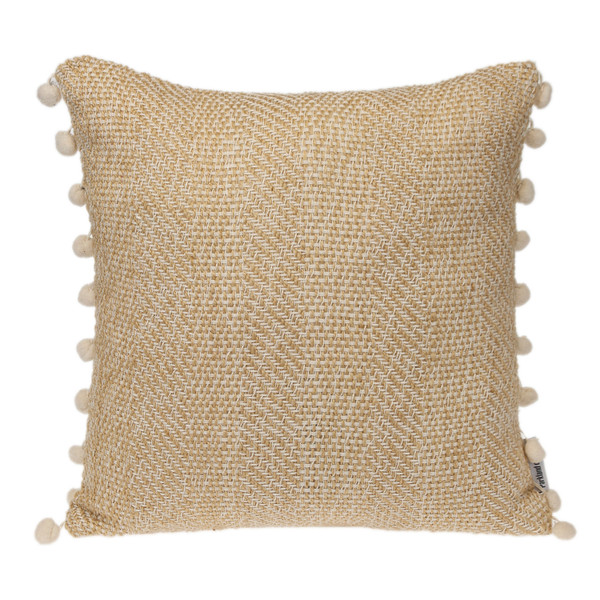 Parkland Collection Transitional Woven Beige Square 18" X 18" Pillow 478754 By Homeroots