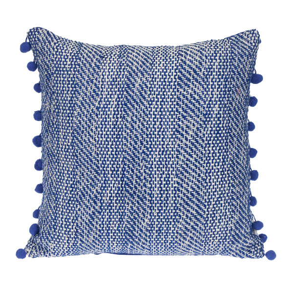 Parkland Collection Transitional Woven Blue Square 18" X 18" Pillow 478755 By Homeroots