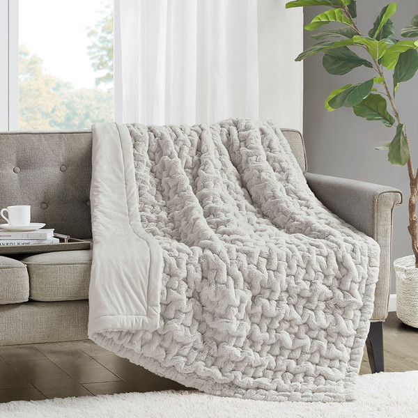 Ruched Fur Throw By Madison Park MP50-8106