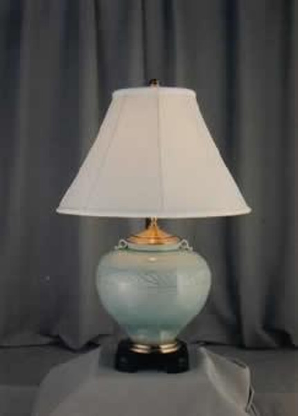 7803-1 Clayton Celadon With S Shaped Handles Table Lamp