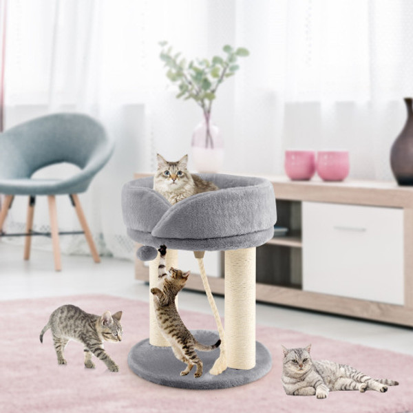 PV10025GR Cat Climbing Tree With Plush Perchs And Scratching Post-Gray