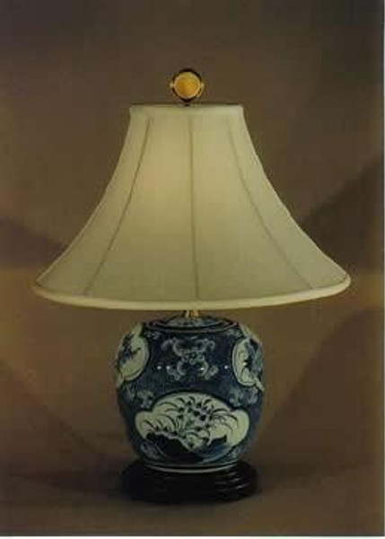 8023-24 Clayton Blue & White With Floral Panels Table Lamp