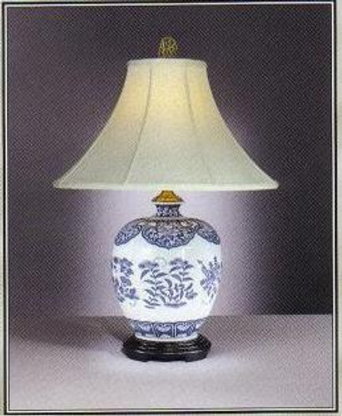 8025-24 Clayton Blue & White With Floral Table Lamp