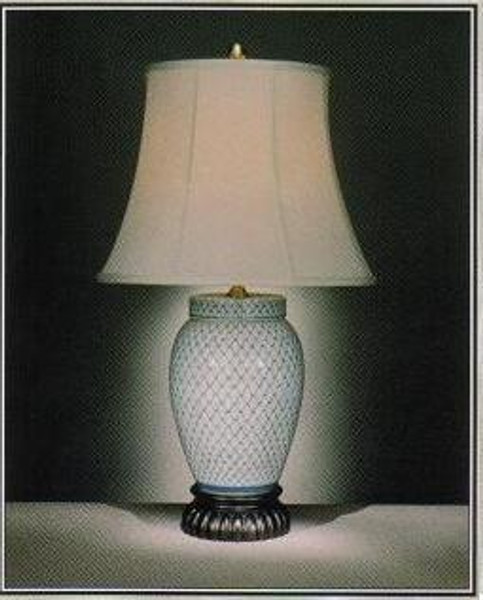8028-24 Clayton Blue & White With Net Design Table Lamp
