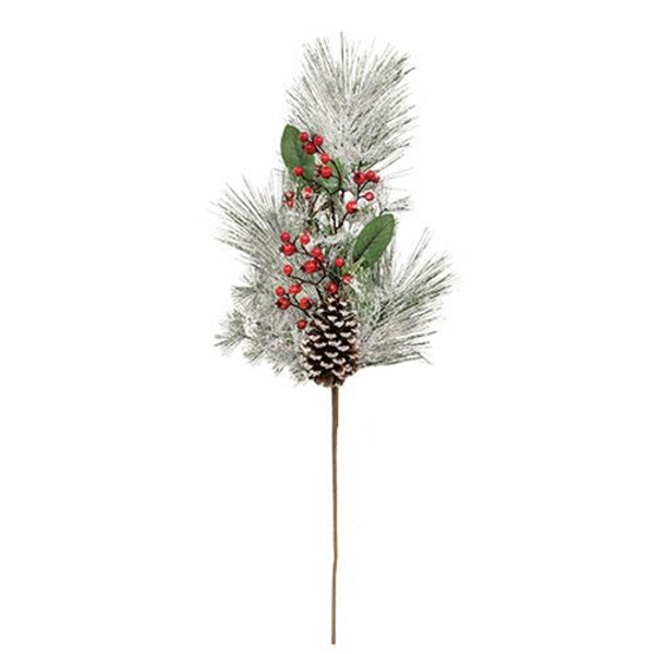 *Snowy Long Needle Pine & Berry Branch F18252 By CWI Gifts