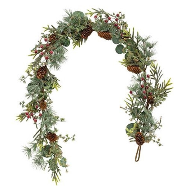 Icy Bristle Pine & Berry Garland F18255 By CWI Gifts