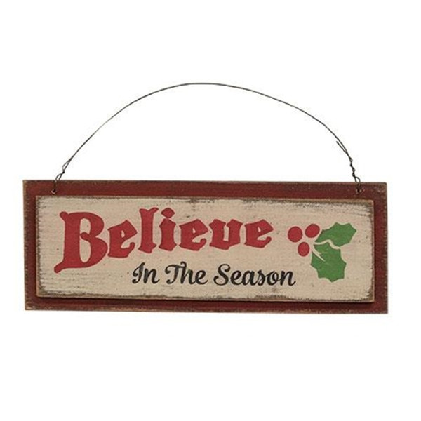 *Believe In The Season Distressed Wooden Layered Sign G12863 By CWI Gifts
