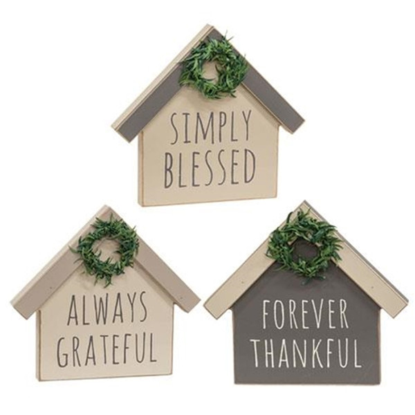 Forever Thankful House Sitter 3 Asstd. (Pack Of 3) G35940 By CWI Gifts