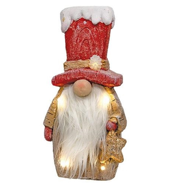 *Light Up Carved Look Resin Bearded Gnome GCWD18 By CWI Gifts