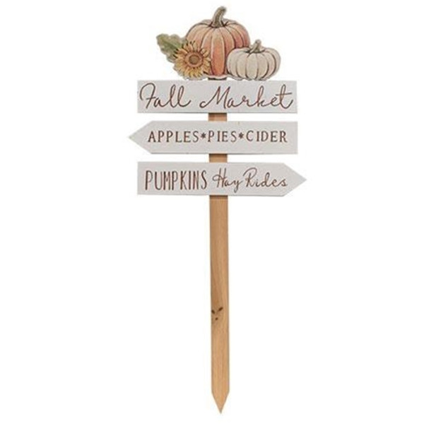 *Fall Market Wooden Yard Stake GHY04041 By CWI Gifts