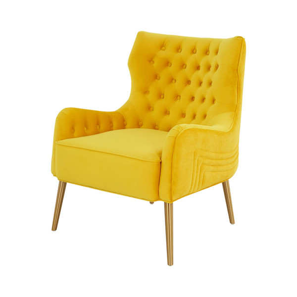 VGRHRHS-AC-741-CH Modrest Everly - Contemporary Velvet Yellow Accent Chair By VIG Furniture