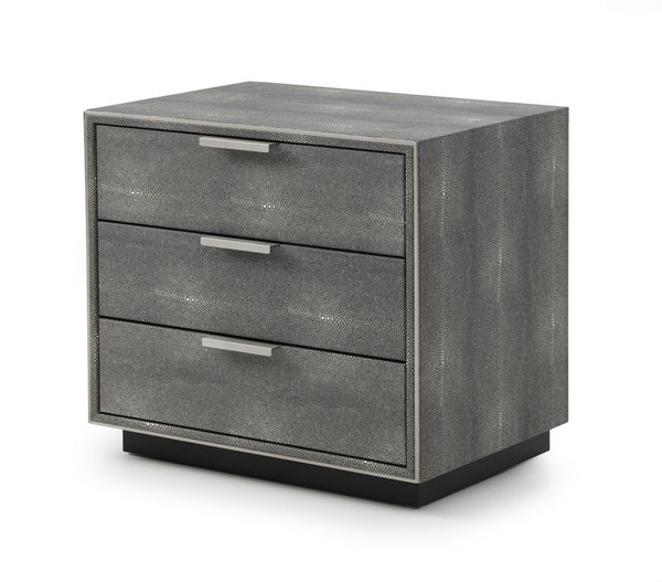 VGVCN2108-3-GRY-NS Modrest Dynasty - Modern Shagreen Three Drawer Nightstand By VIG Furniture