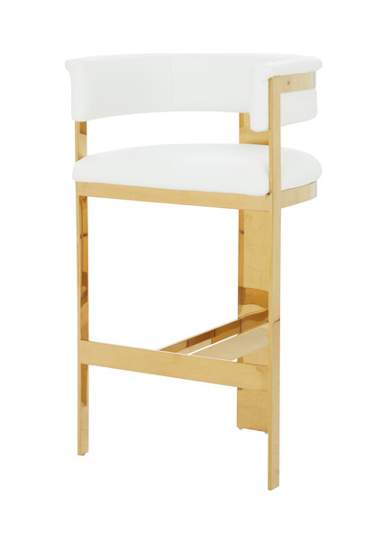 VGRHBOSWELL-WHT-BS Modrest Boswell - Modern White + Gold Barstool By VIG Furniture