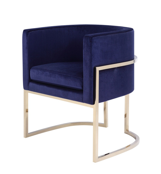 VGZAS011-NVY-KDS-BLU-CH Modrest Betsy - Modern Navy Blue Velvet + Gold Kids Chair By VIG Furniture