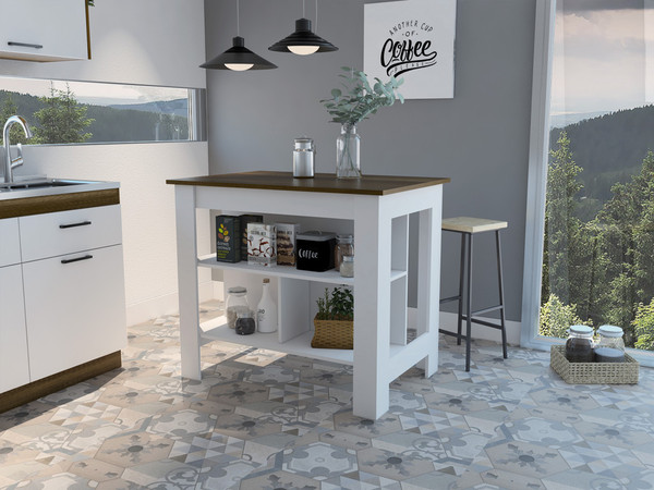 Modern White And Caramel Kitchen Island 477873 By Homeroots