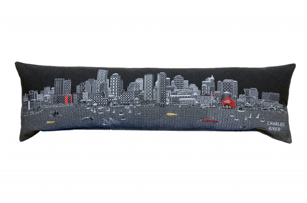 45" Black Boston Nighttime Skyline Lumbar Decorative Pillow 482440 By Homeroots