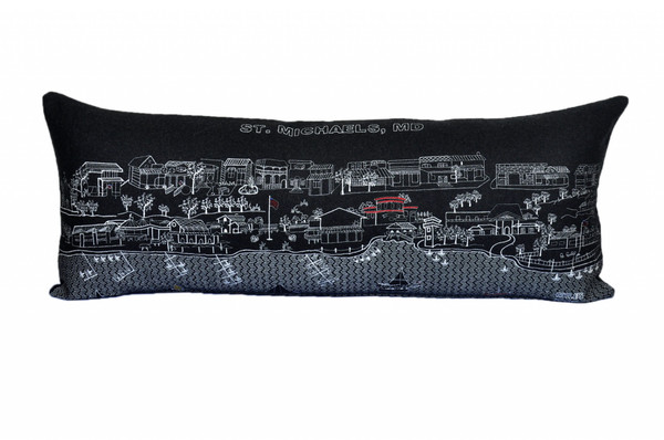 35" Black St Michael'S Nighttime Skyline Lumbar Decorative Pillow 482614 By Homeroots