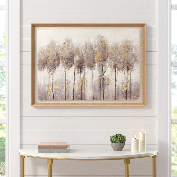 Enchanted Forest Landscape 100% Hand Painted Framed Shadow Box Single Piece Canvas By Madison Park MP95G-0306