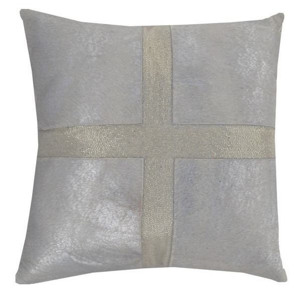 13407A-SV Natal Genuine Brazilian Leather With Silver Beading Pillow