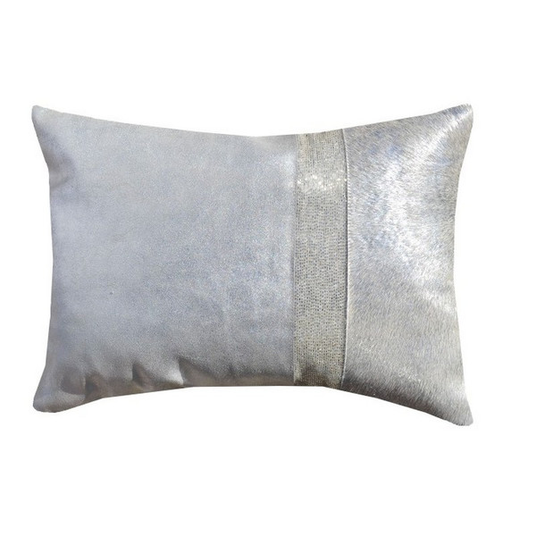 13407C-SV Natal Genuine Brazilian Leather With Silver Beading Pillow